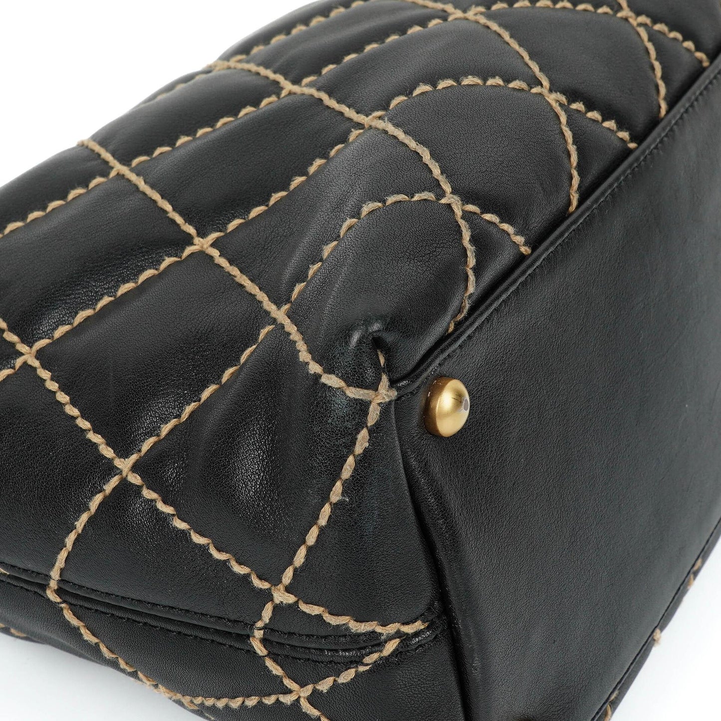 Chanel Wild Stitch Schwarz gesteppte Leder CC Schultertasche mit Goldfarbenen Beschlägen