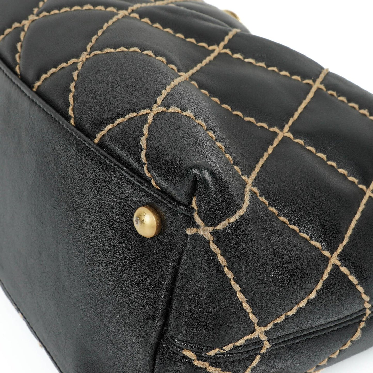 Chanel Wild Stitch Schwarz gesteppte Leder CC Schultertasche mit Goldfarbenen Beschlägen