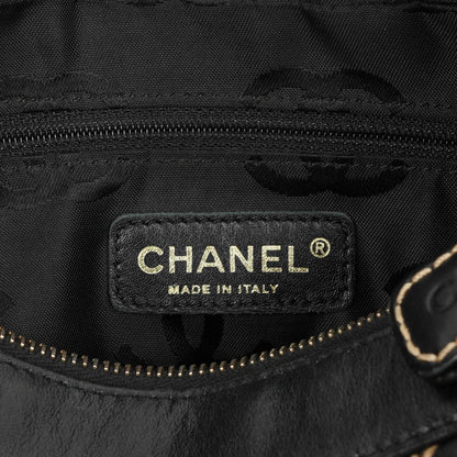 Chanel Wild Stitch Schwarz gesteppte Leder CC Schultertasche mit Goldfarbenen Beschlägen