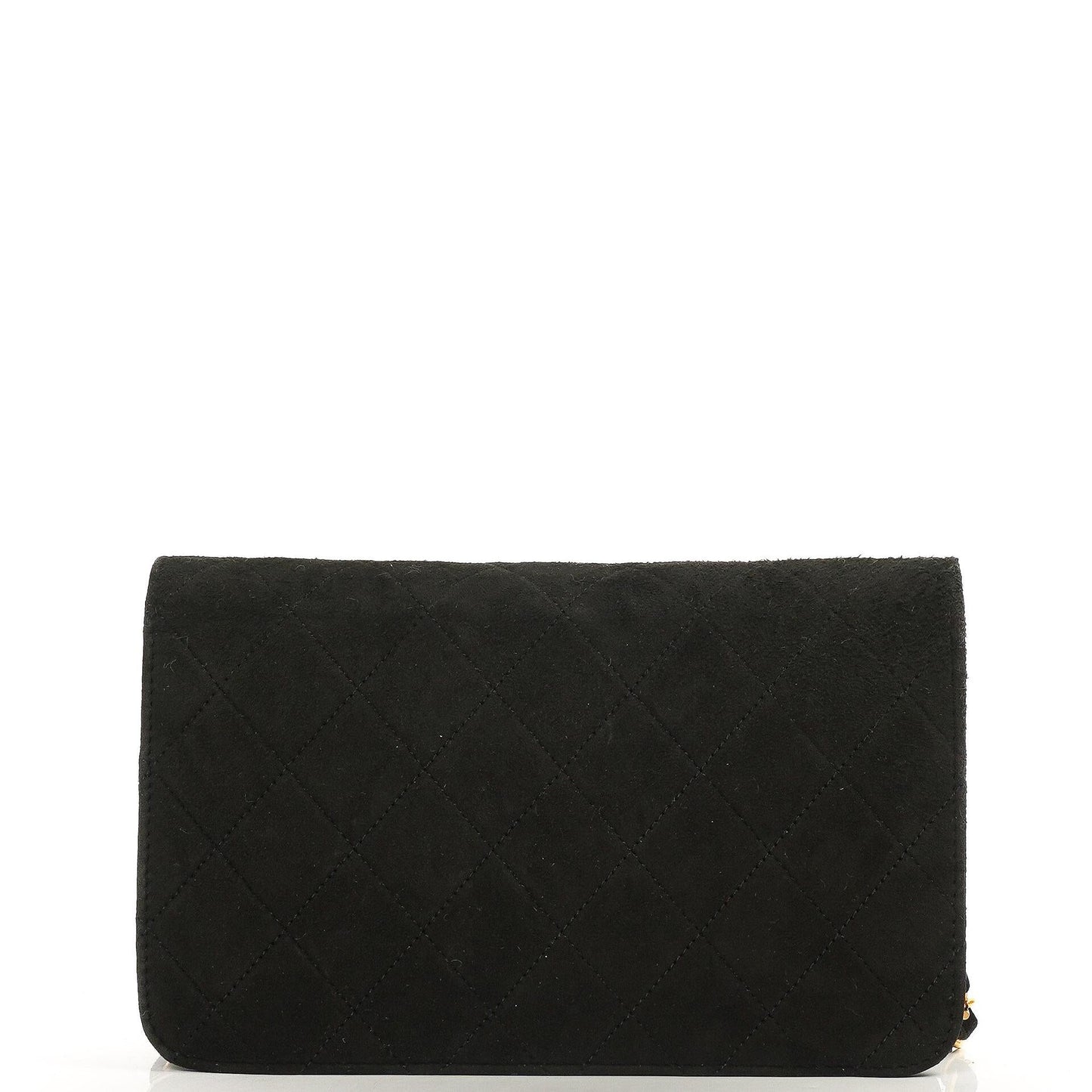 Chanel WOC Mini Klassische Vollklappen Schwarze Gequiltete Wildleder Mit 24K Goldbeschichtetem Zubehör