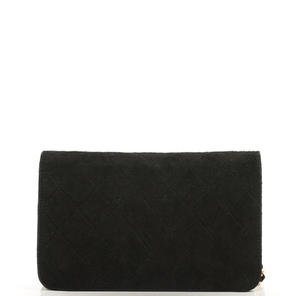 Chanel WOC Mini Klassische Vollklappen Schwarze Gequiltete Wildleder Mit 24K Goldbeschichtetem Zubehör