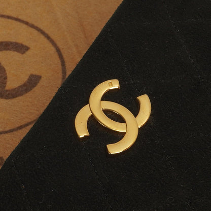 Chanel WOC Mini Klassische Vollklappen Schwarze Gequiltete Wildleder Mit 24K Goldbeschichtetem Zubehör