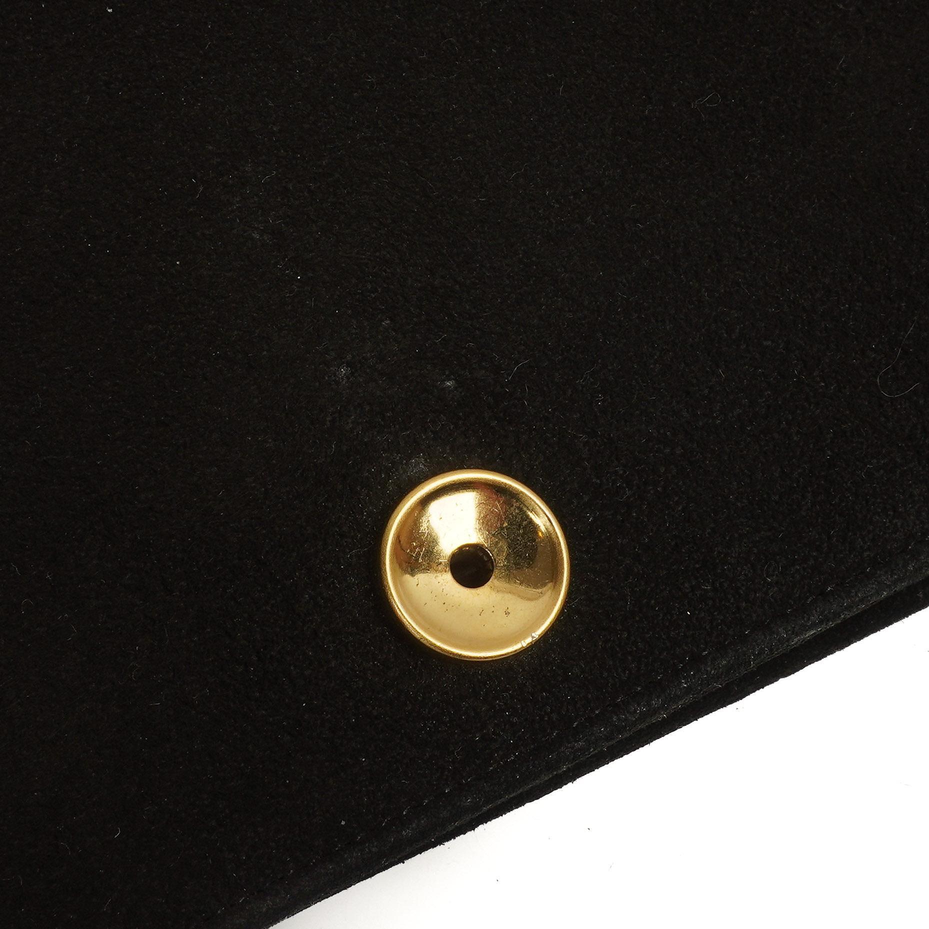 Chanel WOC Mini Klassische Vollklappen Schwarze Gequiltete Wildleder Mit 24K Goldbeschichtetem Zubehör