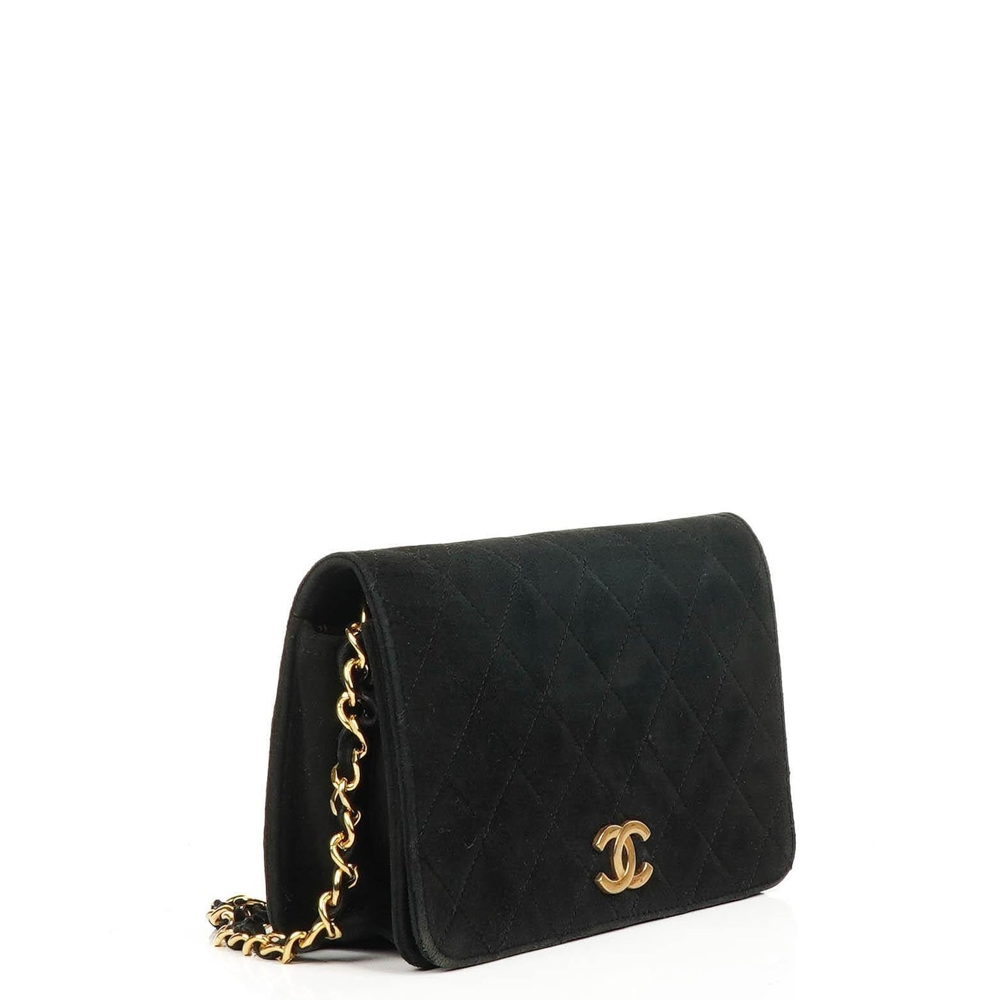 Chanel WOC Mini Klassische Vollklappen Schwarze Gequiltete Wildleder Mit 24K Goldbeschichtetem Zubehör