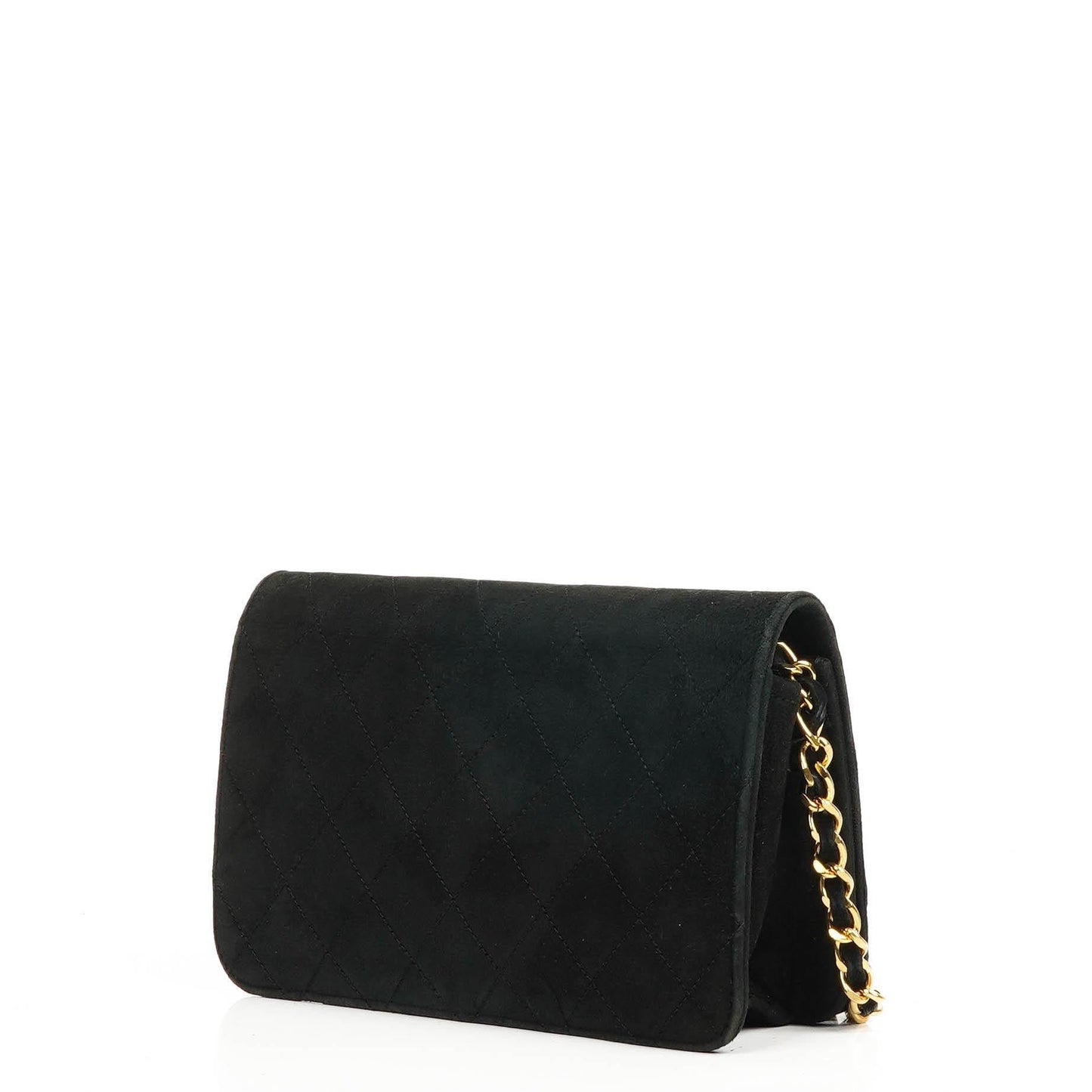Chanel WOC Mini Klassische Vollklappen Schwarze Gequiltete Wildleder Mit 24K Goldbeschichtetem Zubehör