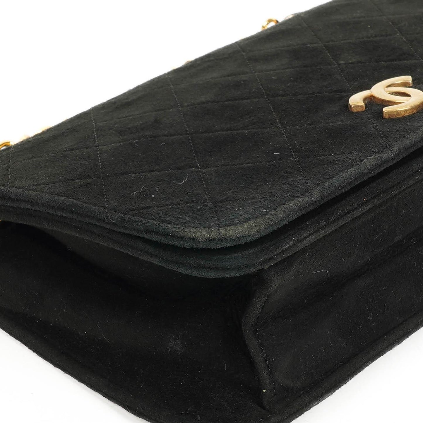 Chanel WOC Mini Klassische Vollklappen Schwarze Gequiltete Wildleder Mit 24K Goldbeschichtetem Zubehör