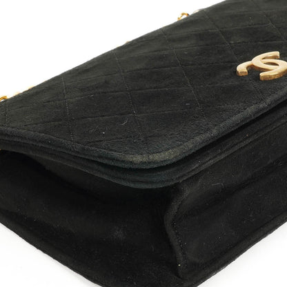 Chanel WOC Mini Klassische Vollklappen Schwarze Gequiltete Wildleder Mit 24K Goldbeschichtetem Zubehör