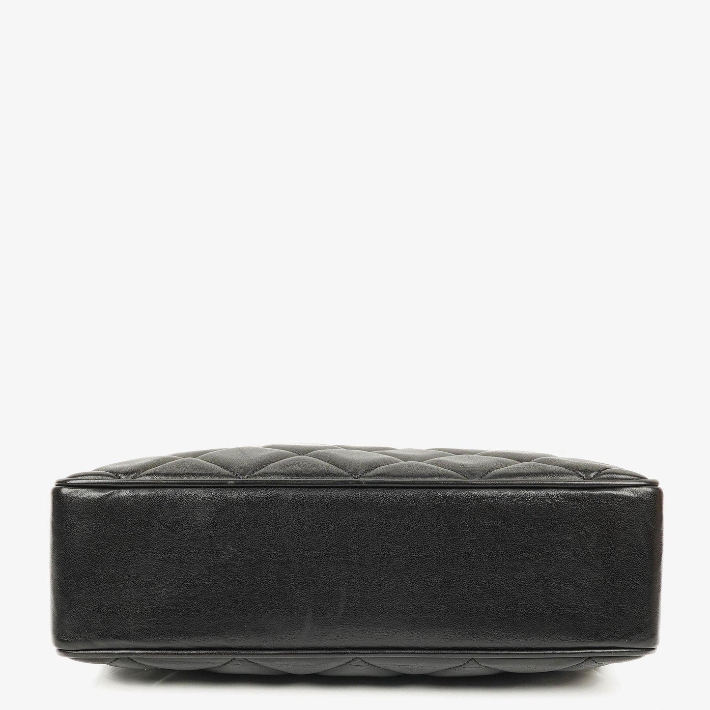 Chanel XL CC Logo Tote Tasche aus schwarzem gestepptem Leder