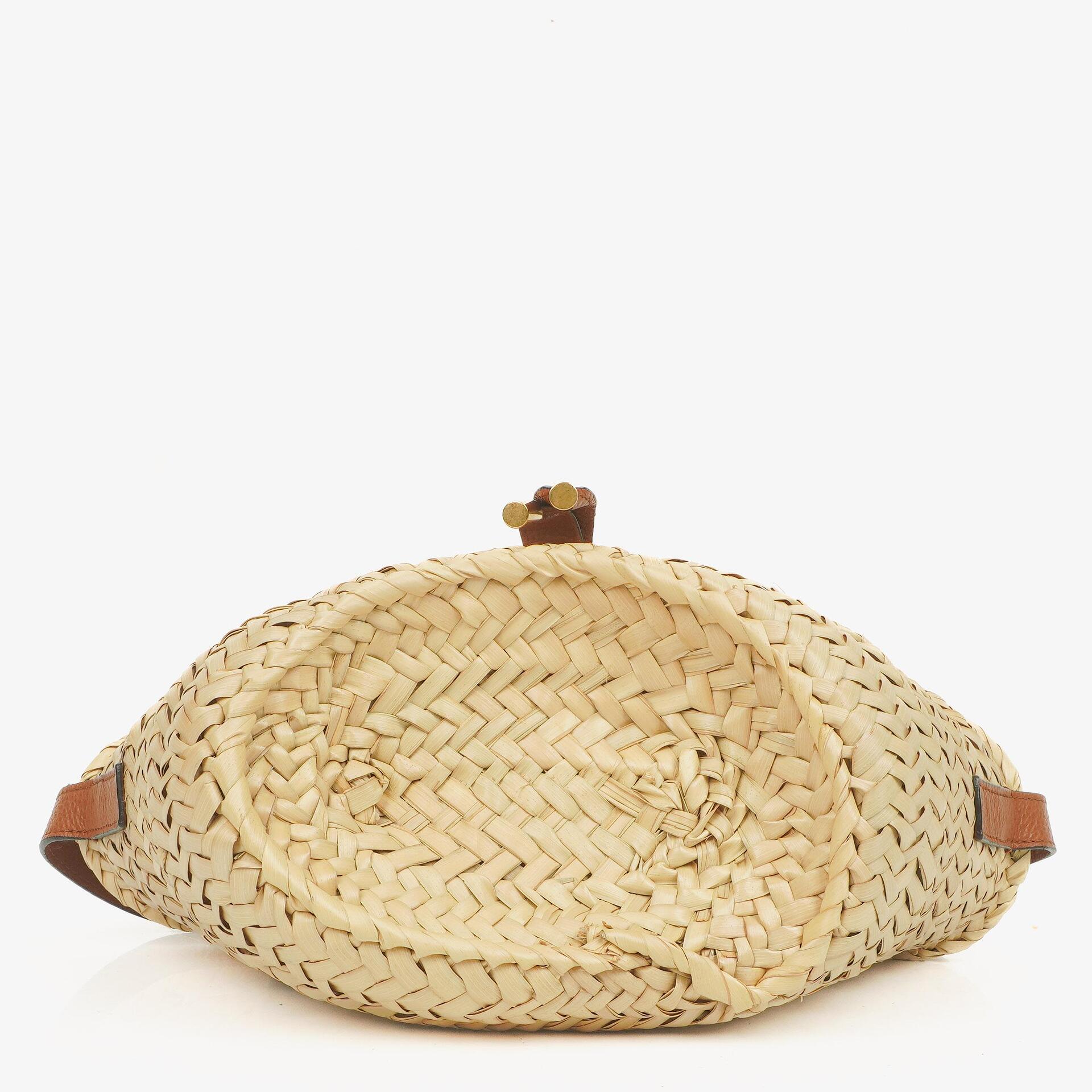 Chloé kleine Marcie Korbtasche aus braunem geflochtenem Raffia und Leder