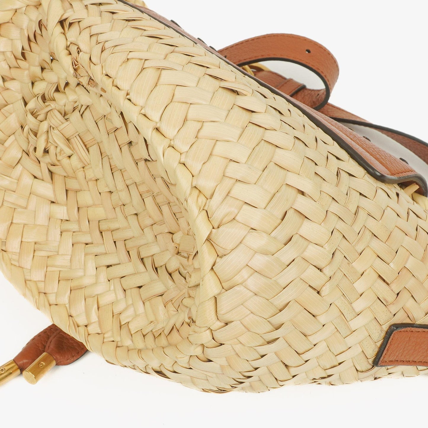 Chloé kleine Marcie Korbtasche aus braunem geflochtenem Raffia und Leder