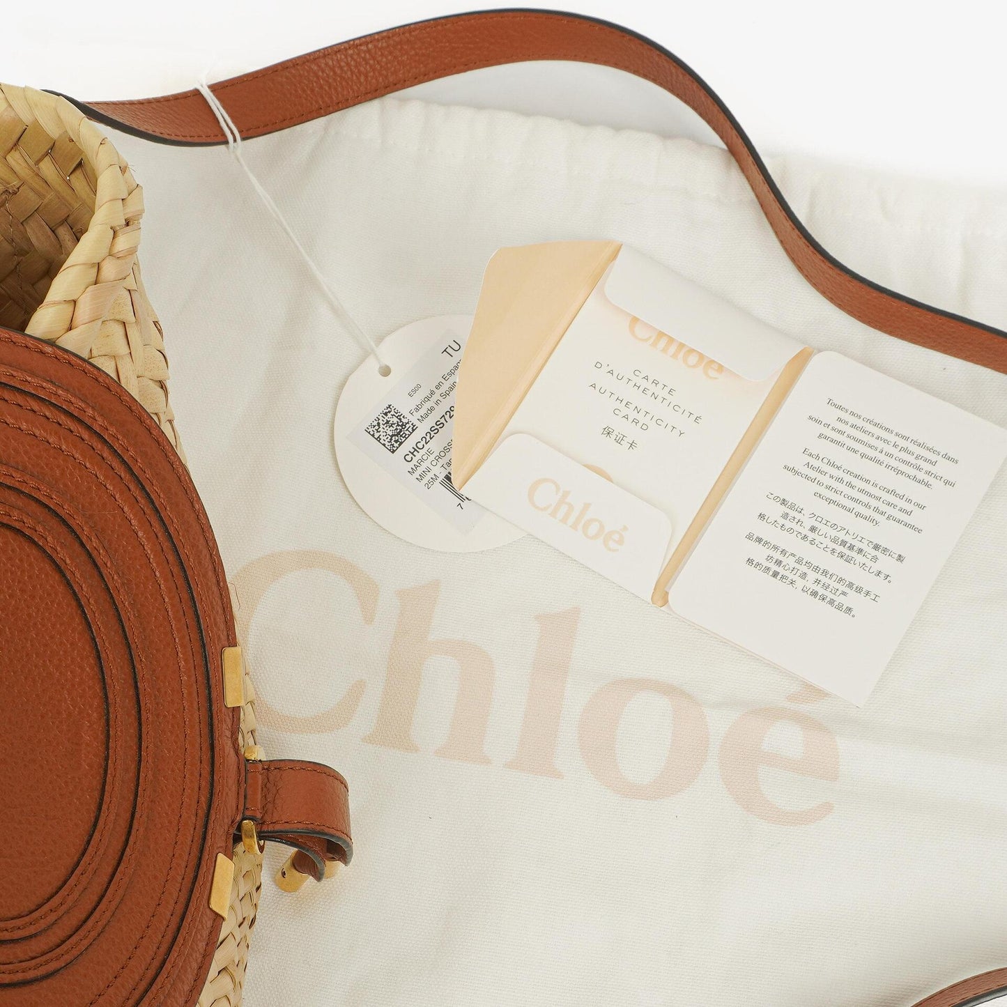 Chloé kleine Marcie Korbtasche aus braunem geflochtenem Raffia und Leder