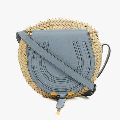 Chloé Marcie Basket Crossbody-Tasche aus Raffia und Leder