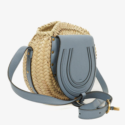 Chloé Marcie Basket Crossbody-Tasche aus Raffia und Leder