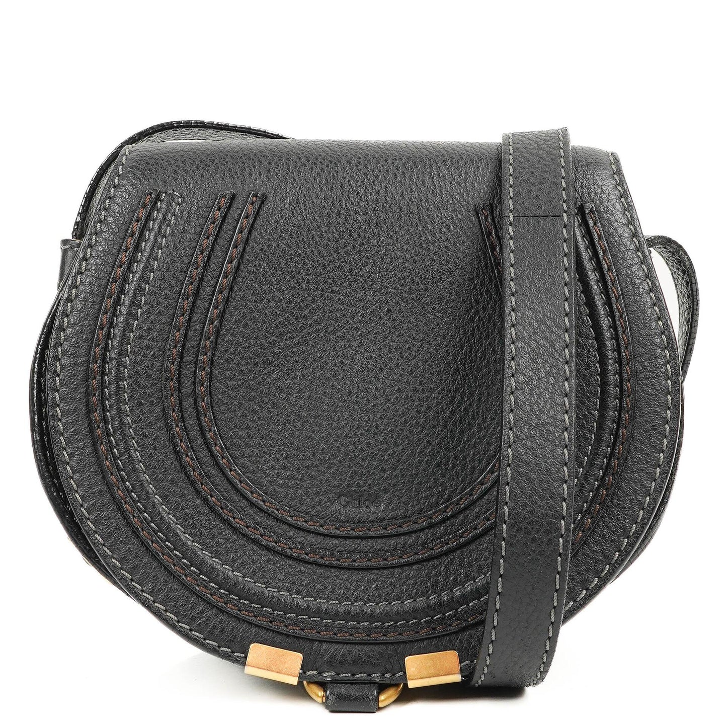 Chloe Marcie Satteltasche Crossbody Schwarz Leder