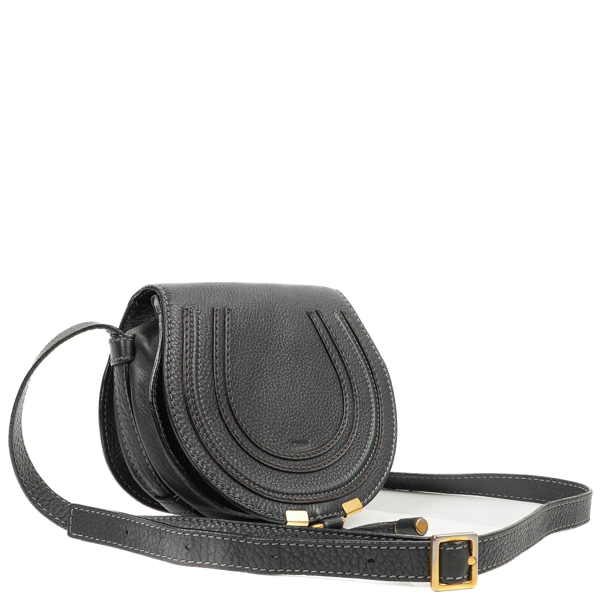 Chloe Marcie Satteltasche Crossbody Schwarz Leder