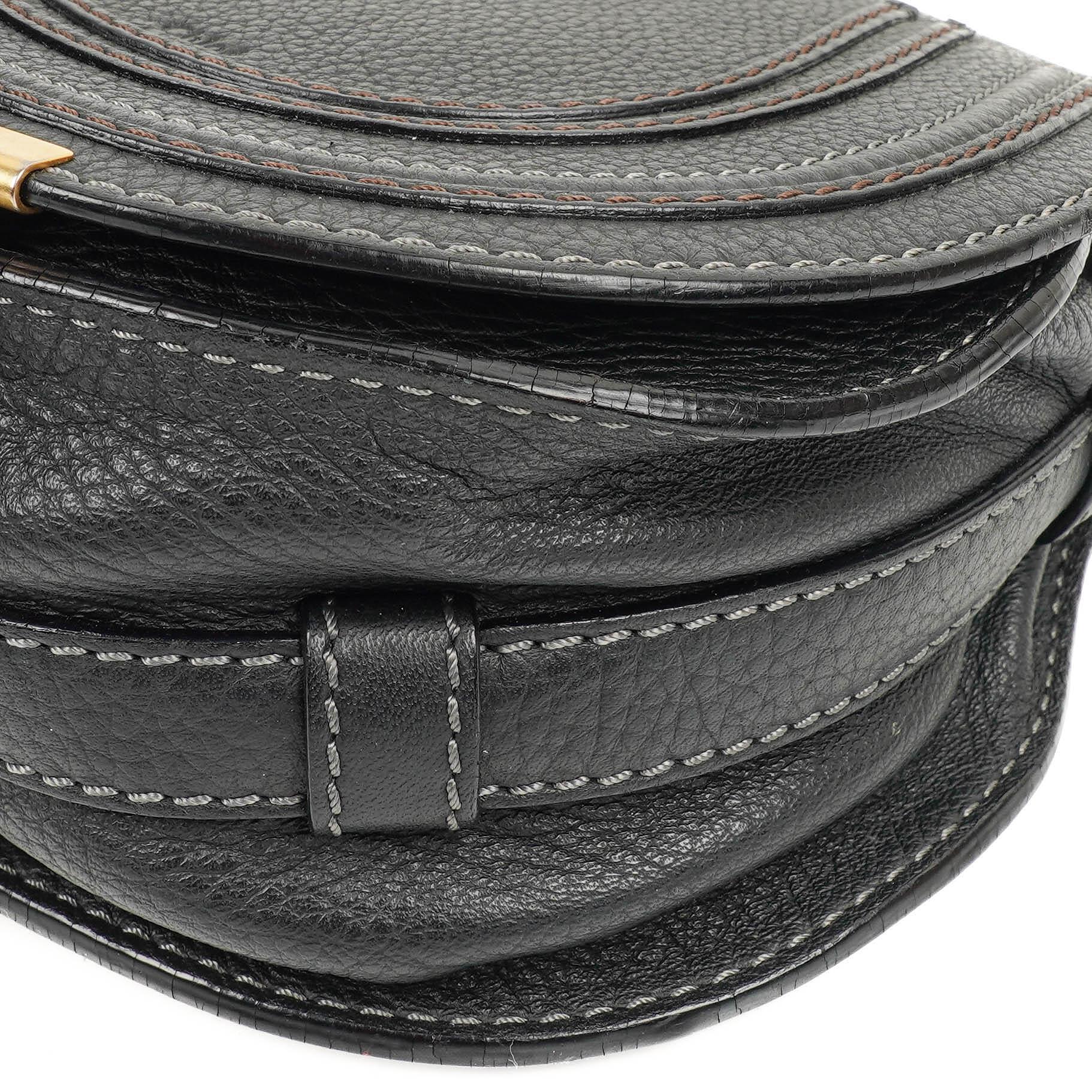Chloe Marcie Satteltasche Crossbody Schwarz Leder