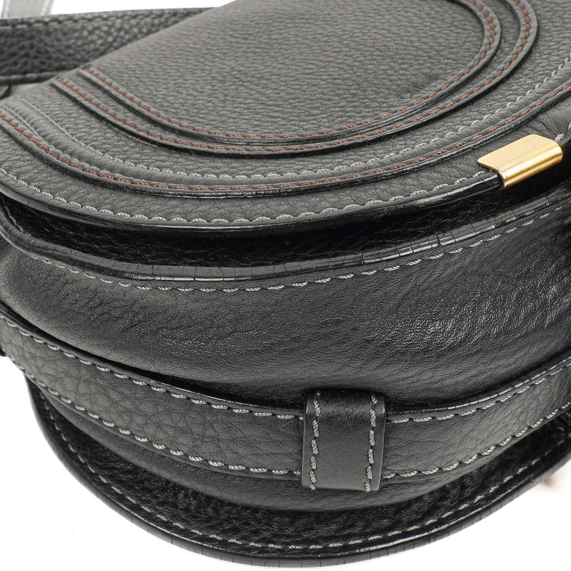 Chloe Marcie Satteltasche Crossbody Schwarz Leder