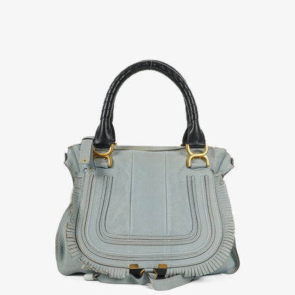 Chloe Marcie Satchel aus blauem Leder