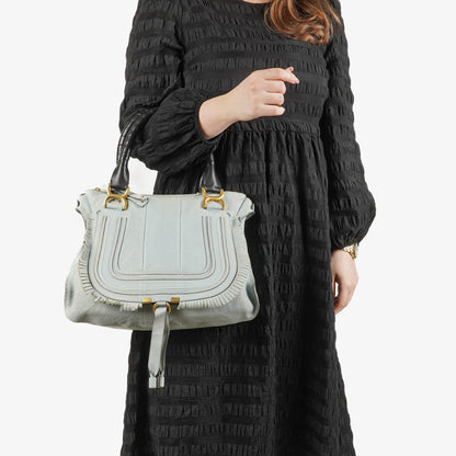 Chloe Marcie Satchel aus blauem Leder
