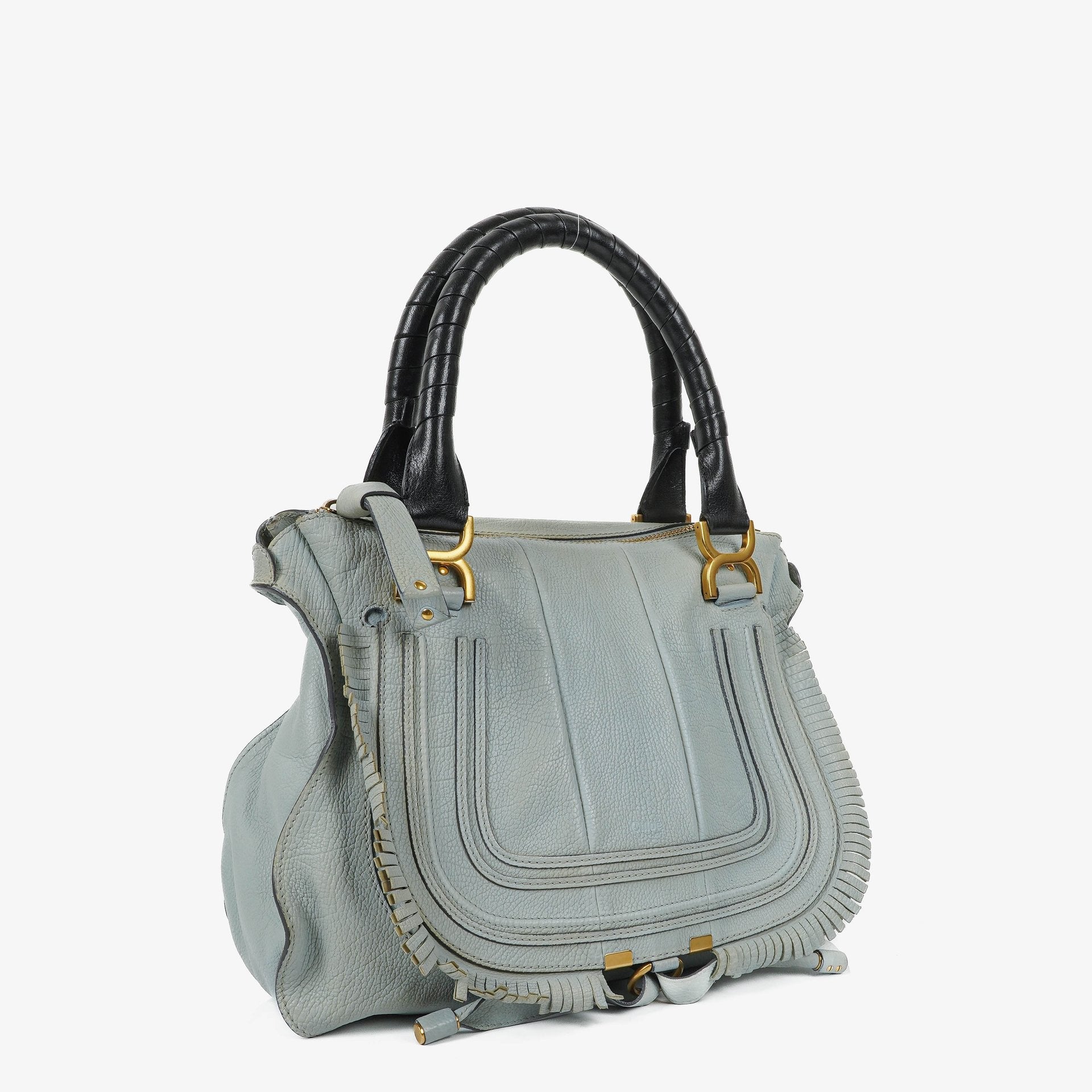 Chloe Marcie Satchel aus blauem Leder