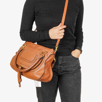 Chloé Marcie Tasche aus braunem genarbtem Leder