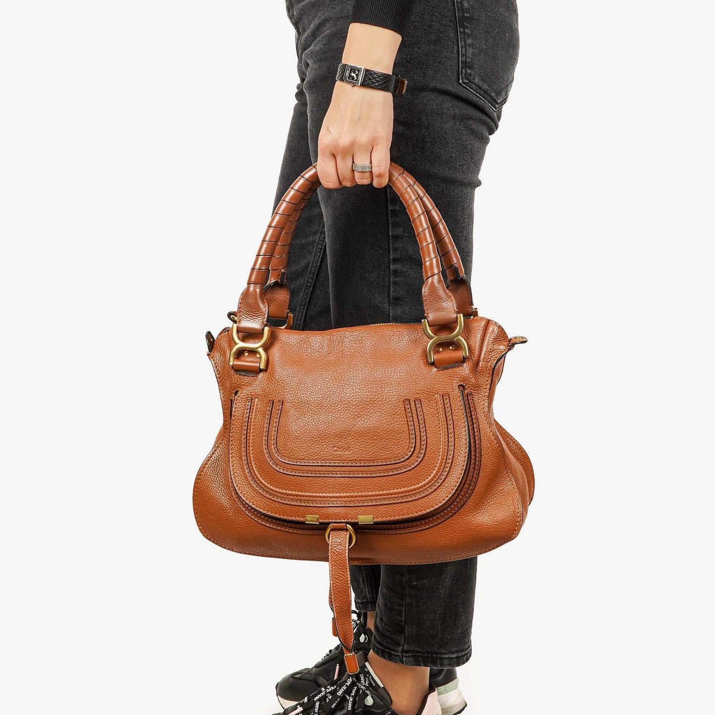 Chloé Marcie Tasche aus braunem genarbtem Leder