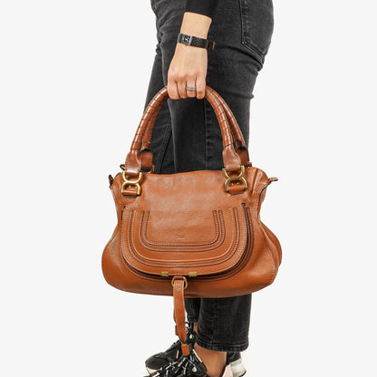 Chloé Marcie Tasche aus braunem genarbtem Leder