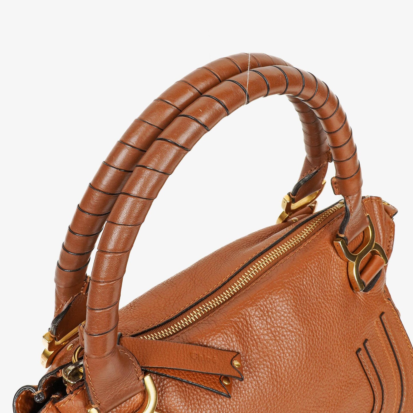 Chloé Marcie Tasche aus braunem genarbtem Leder