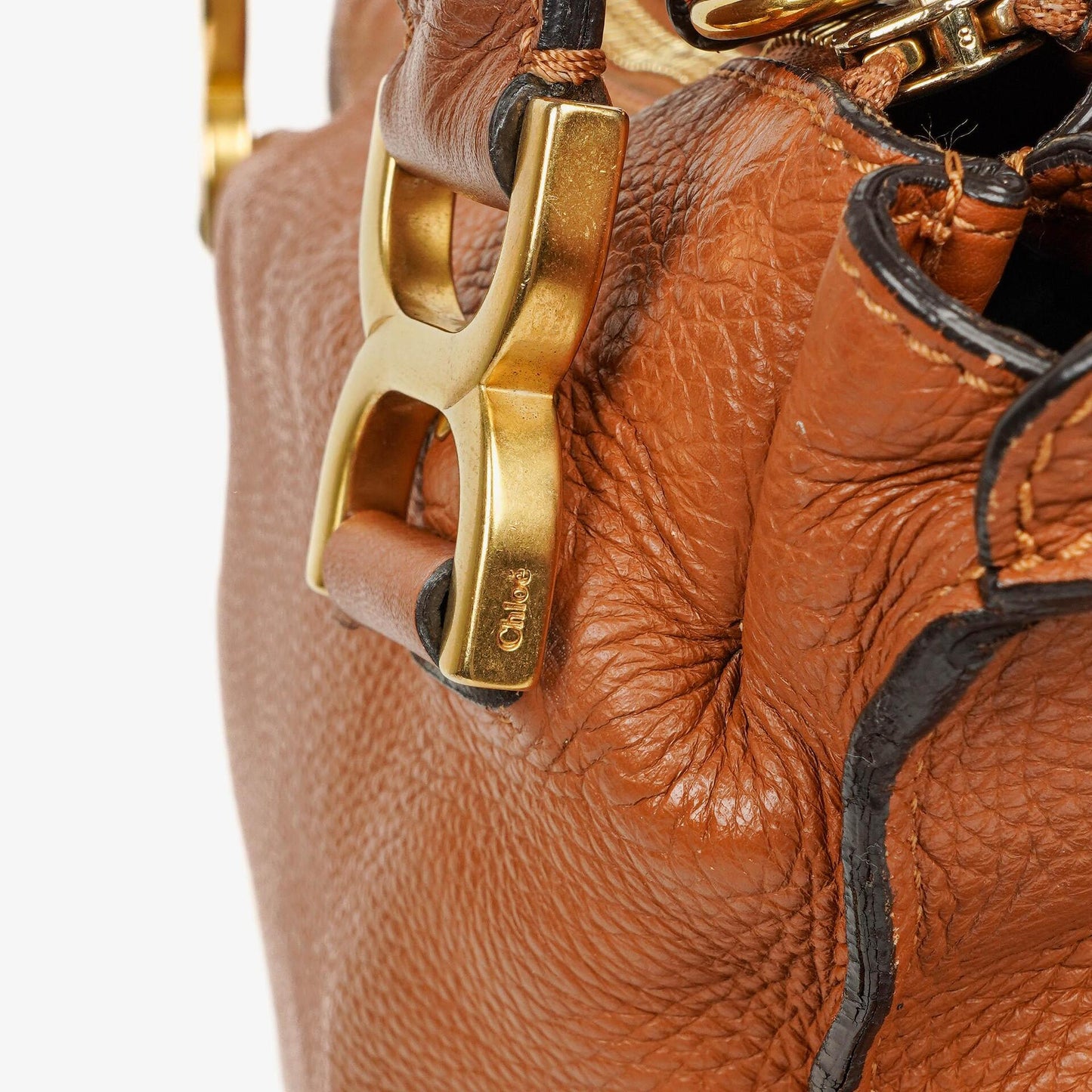 Chloé Marcie Tasche aus braunem genarbtem Leder