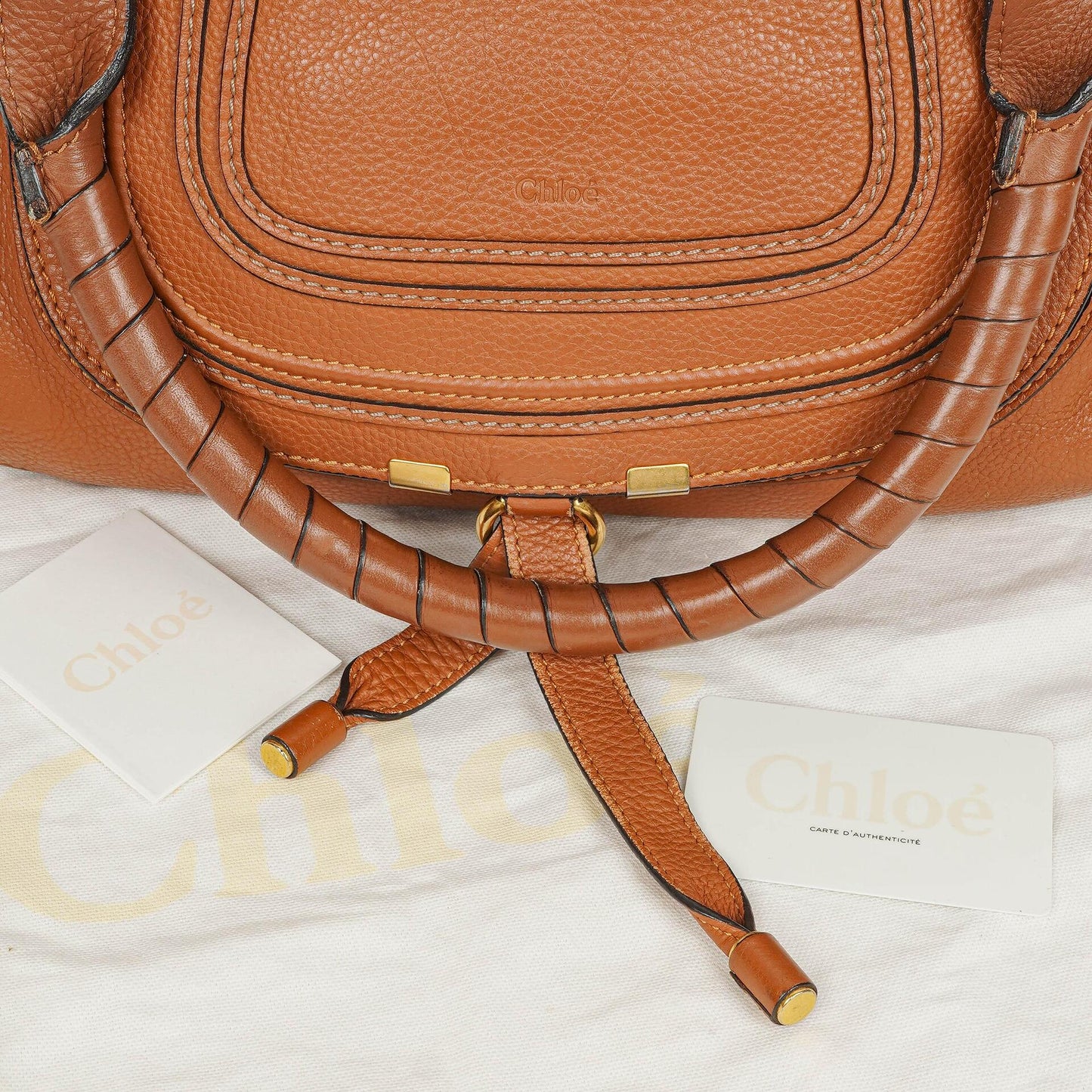 Chloé Marcie Tasche aus braunem genarbtem Leder