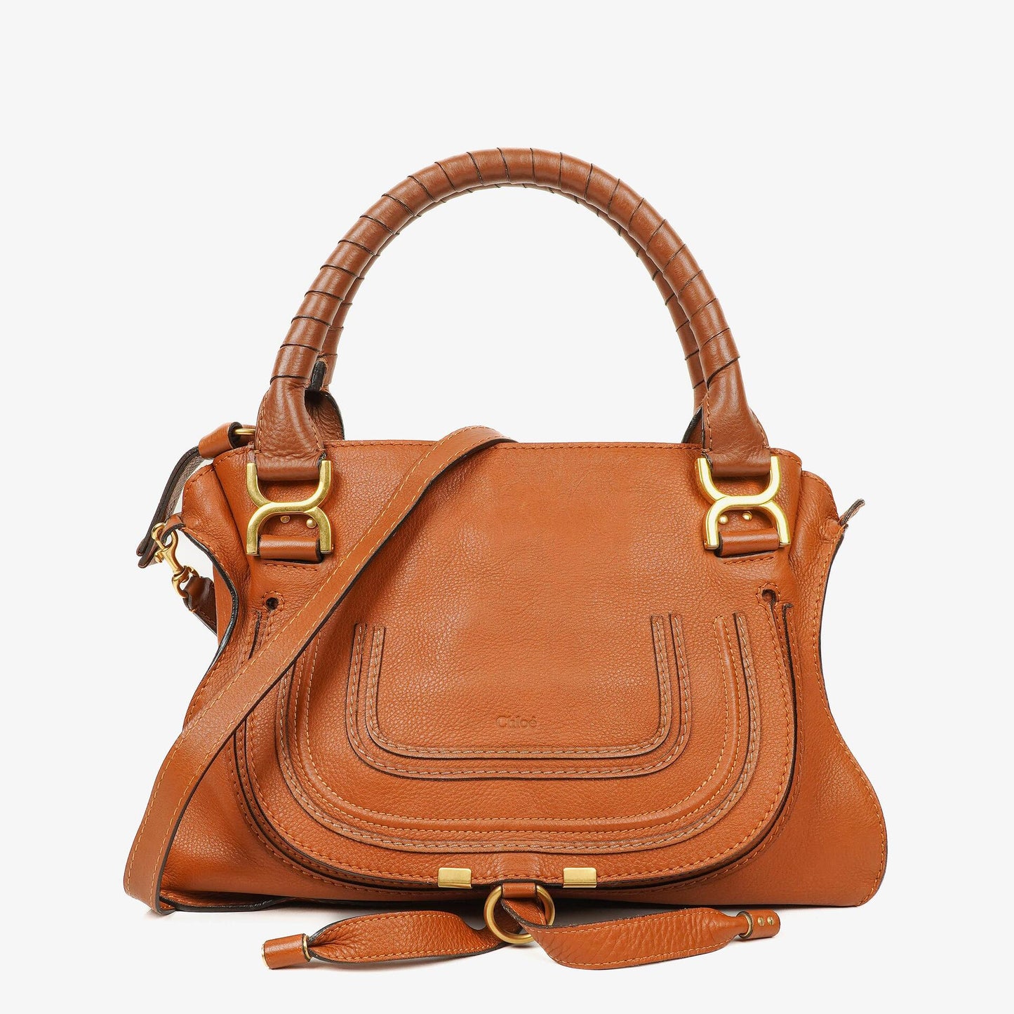 Chloe Marcie Tasche aus braunem genarbtem Leder