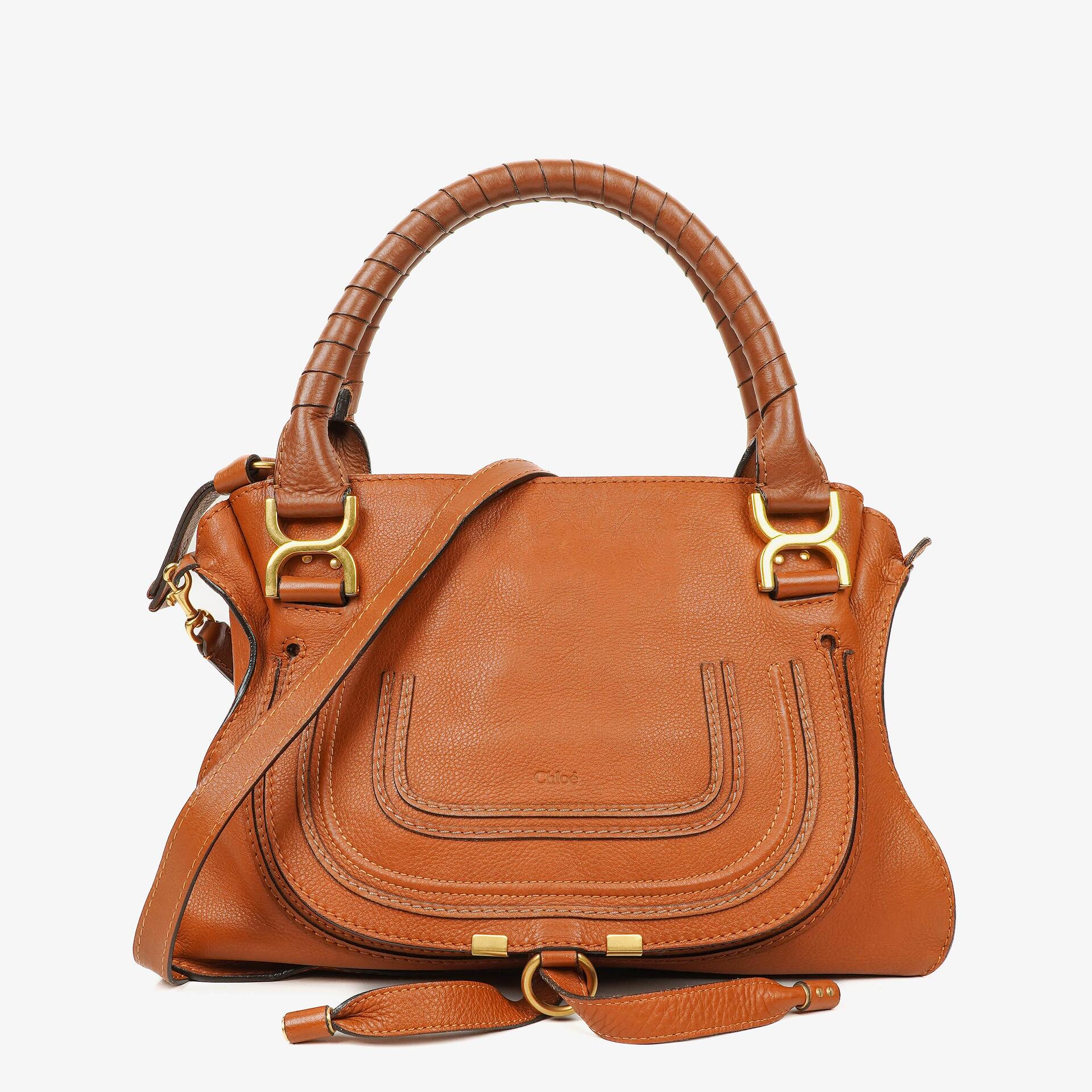 Chloe Marcie Tasche aus braunem genarbtem Leder