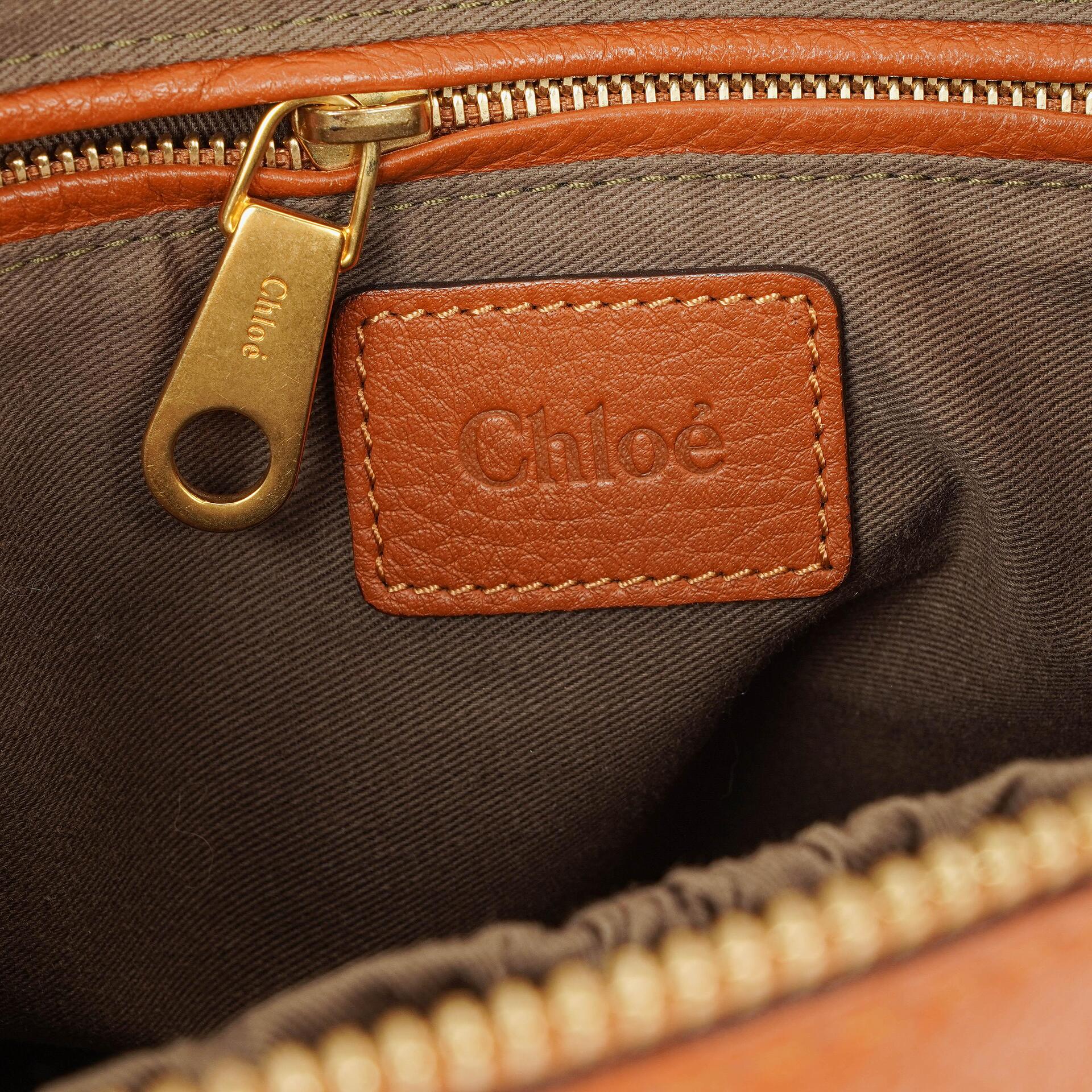 Chloe Marcie Tasche aus braunem genarbtem Leder