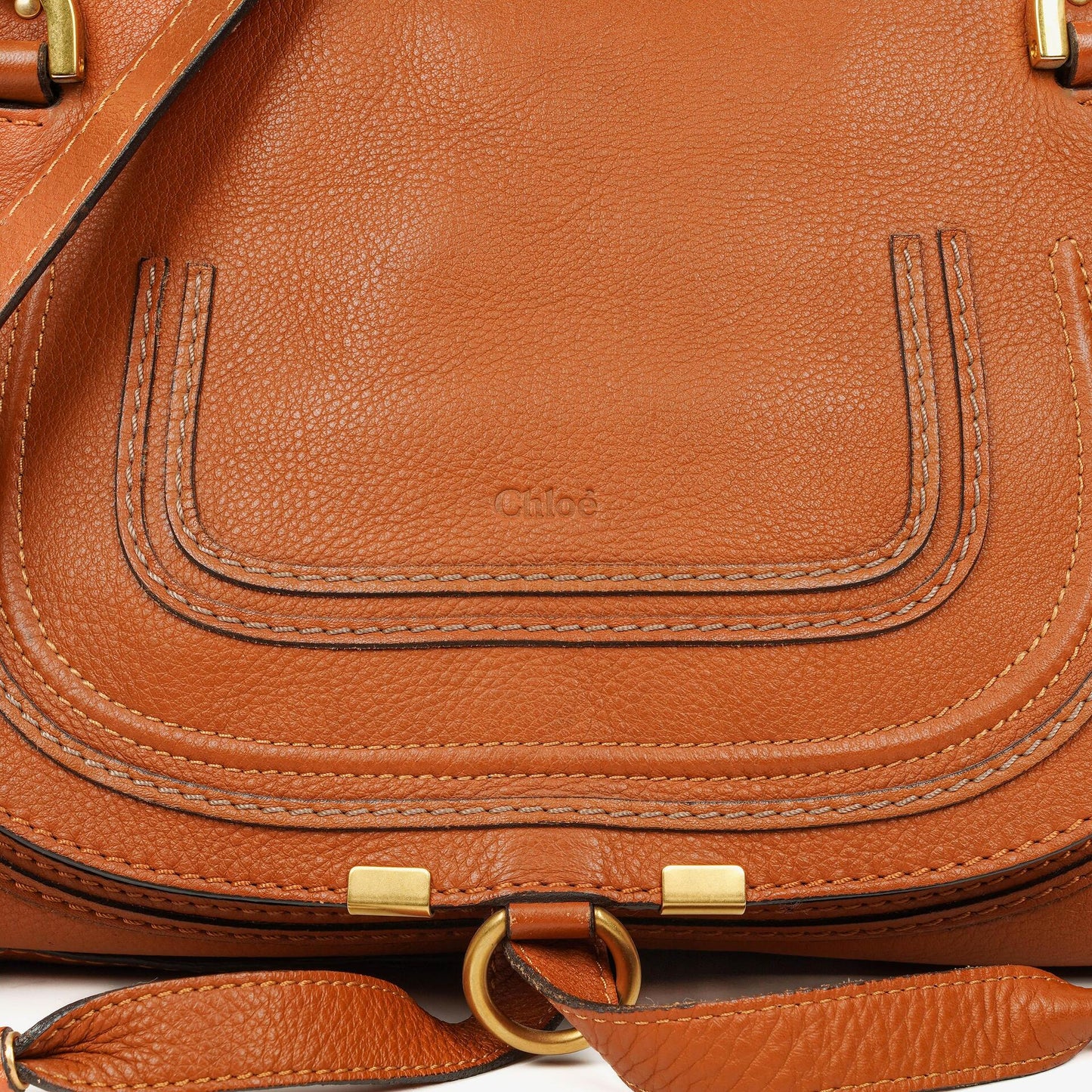 Chloe Marcie Tasche aus braunem genarbtem Leder