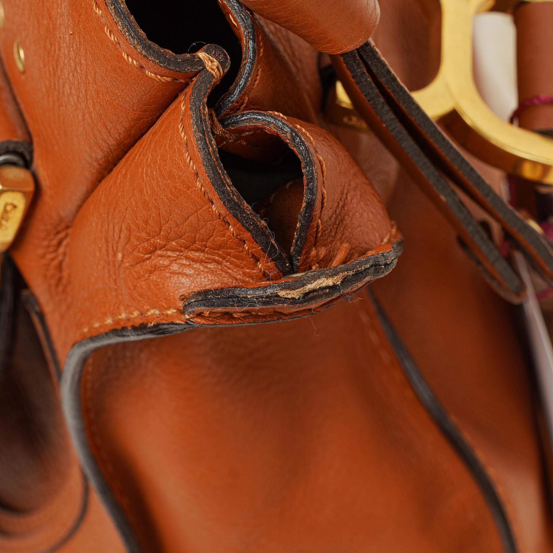 Chloe Marcie Tasche aus braunem genarbtem Leder