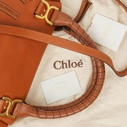 Chloe Marcie Tasche aus braunem genarbtem Leder