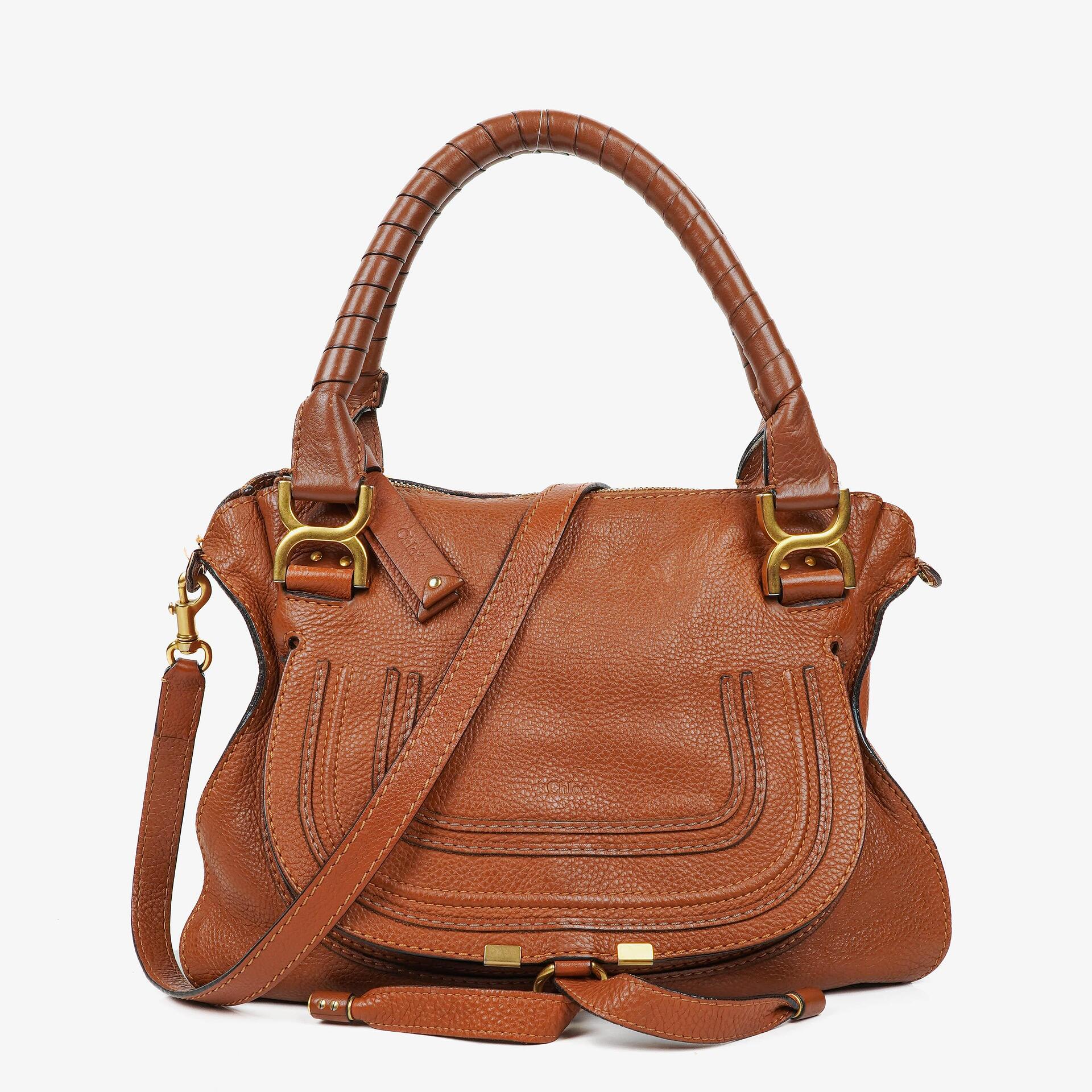 Chloe Marcie Tasche aus braunem genarbtem Leder