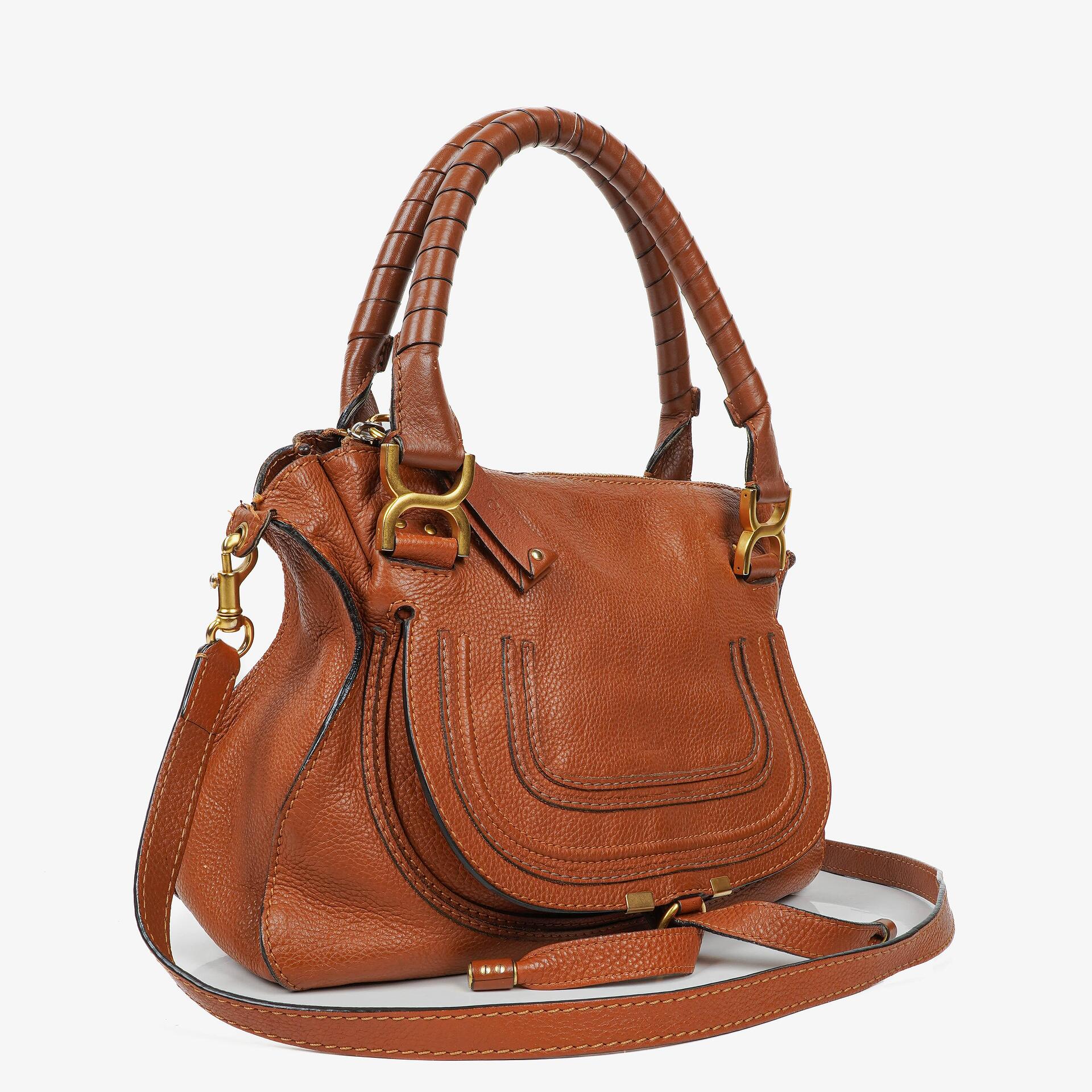 Chloe Marcie Tasche aus braunem genarbtem Leder