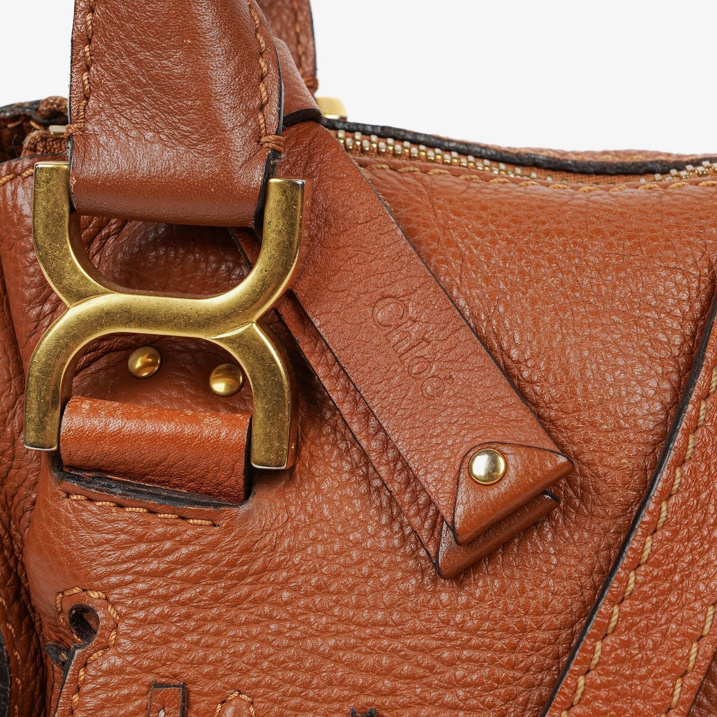 Chloe Marcie Tasche aus braunem genarbtem Leder