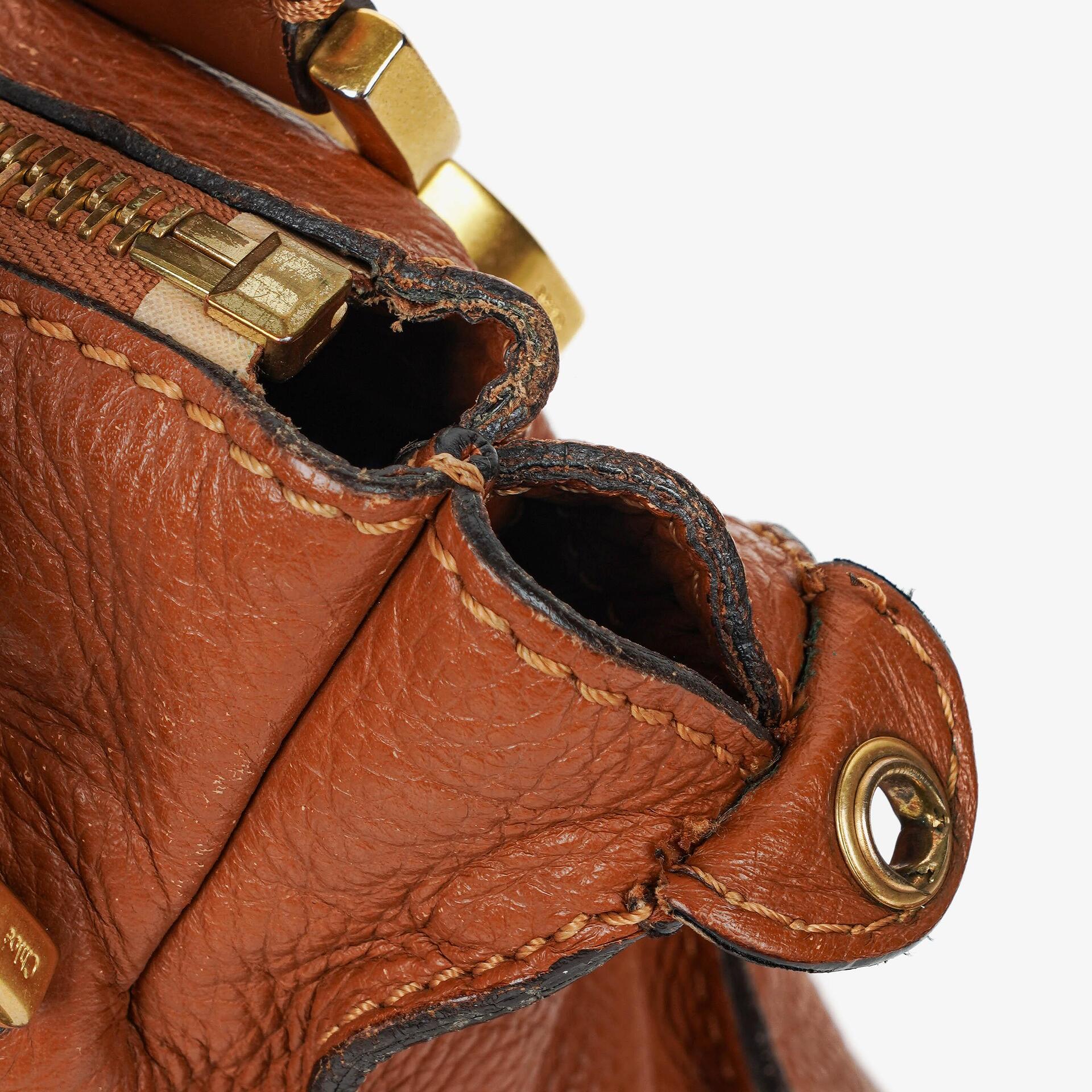 Chloe Marcie Tasche aus braunem genarbtem Leder