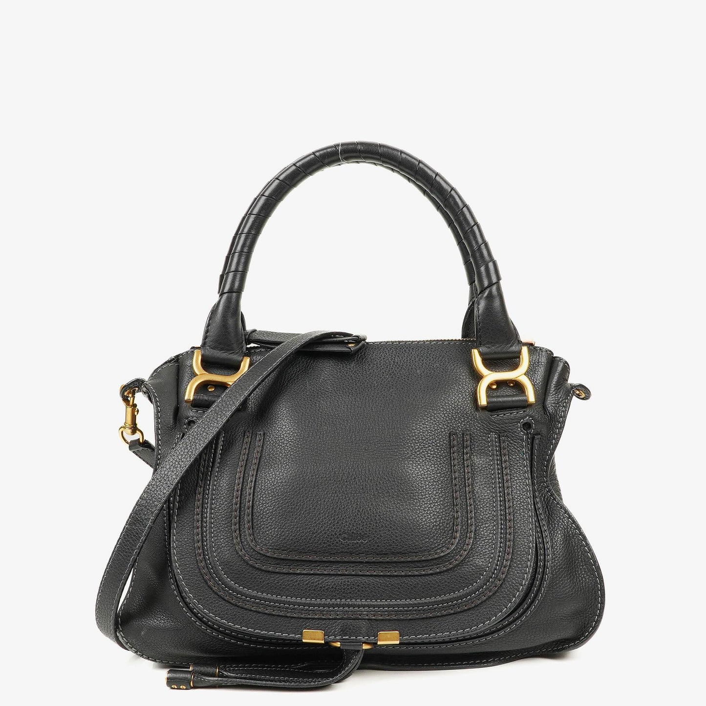 Chloé Marcie Satchel Medium aus schwarzem Leder