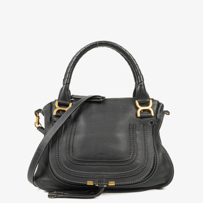 Chloé Marcie Satchel Medium aus schwarzem Leder
