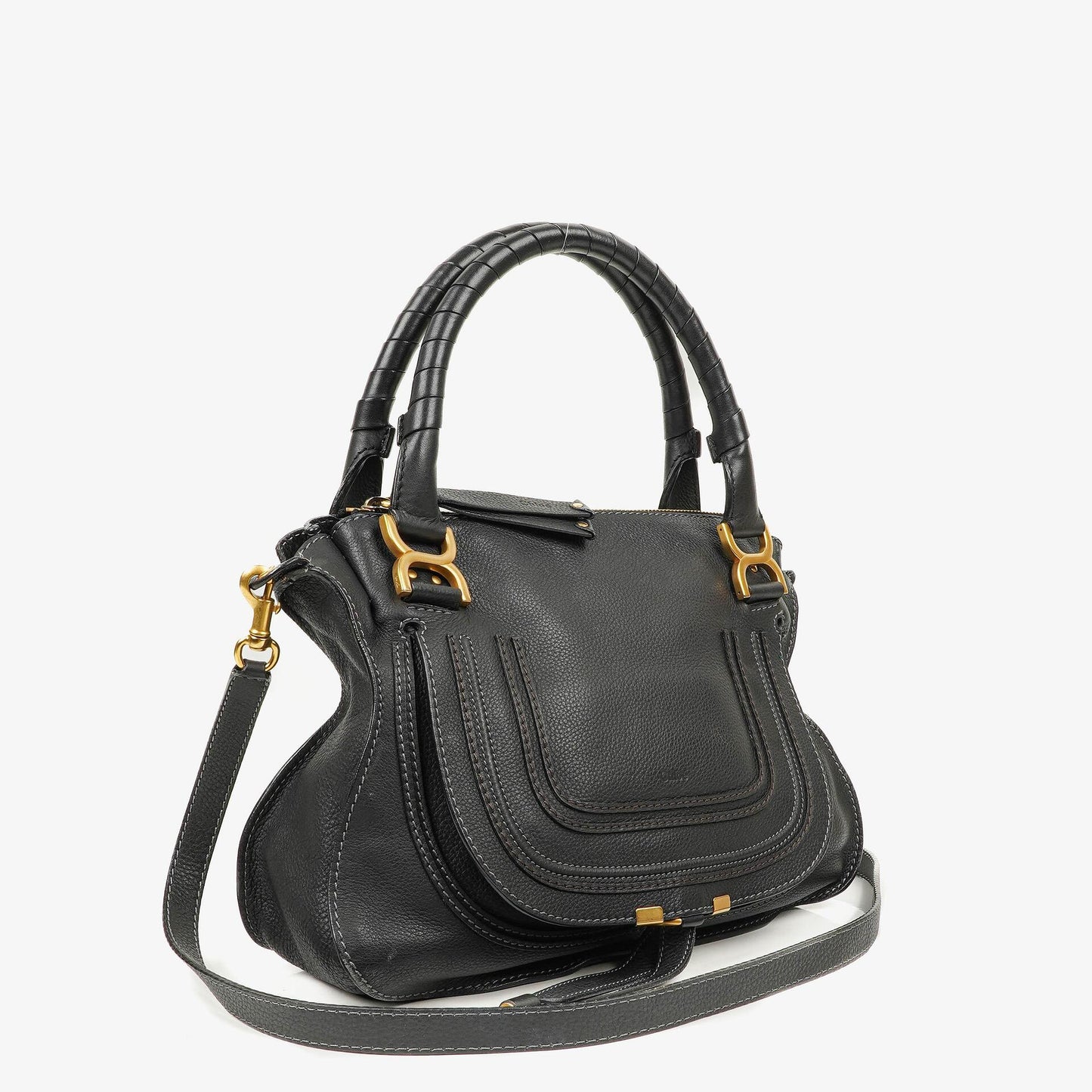 Chloé Marcie Satchel Medium aus schwarzem Leder