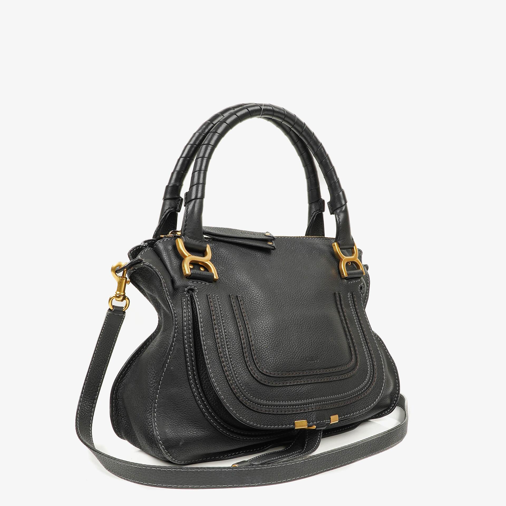 Chloé Marcie Satchel Medium aus schwarzem Leder