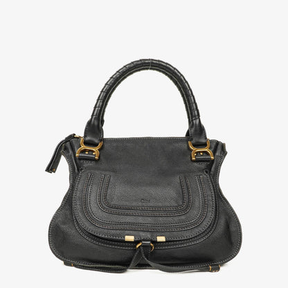 Chloe Marcie mittelgroße Satchel aus schwarzem Leder