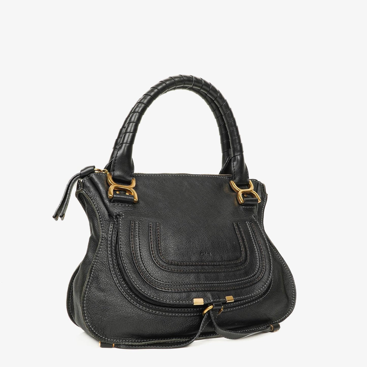 Chloe Marcie mittelgroße Satchel aus schwarzem Leder