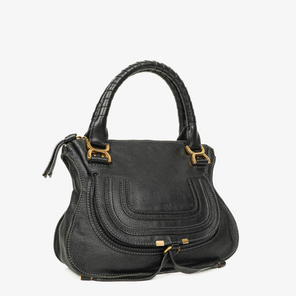 Chloe Marcie mittelgroße Satchel aus schwarzem Leder