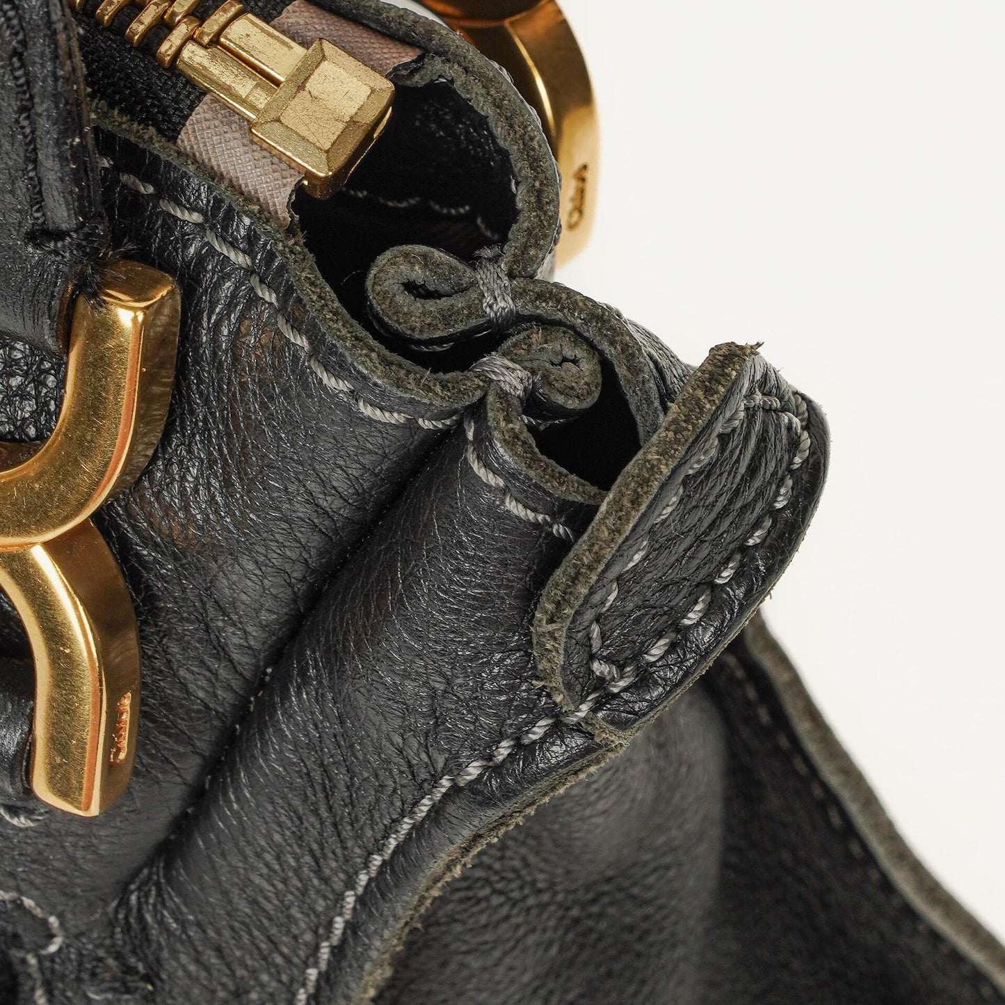 Chloe Marcie mittelgroße Satchel aus schwarzem Leder