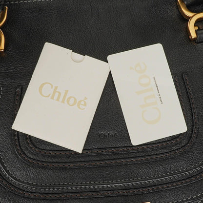 Chloe Marcie mittelgroße Satchel aus schwarzem Leder