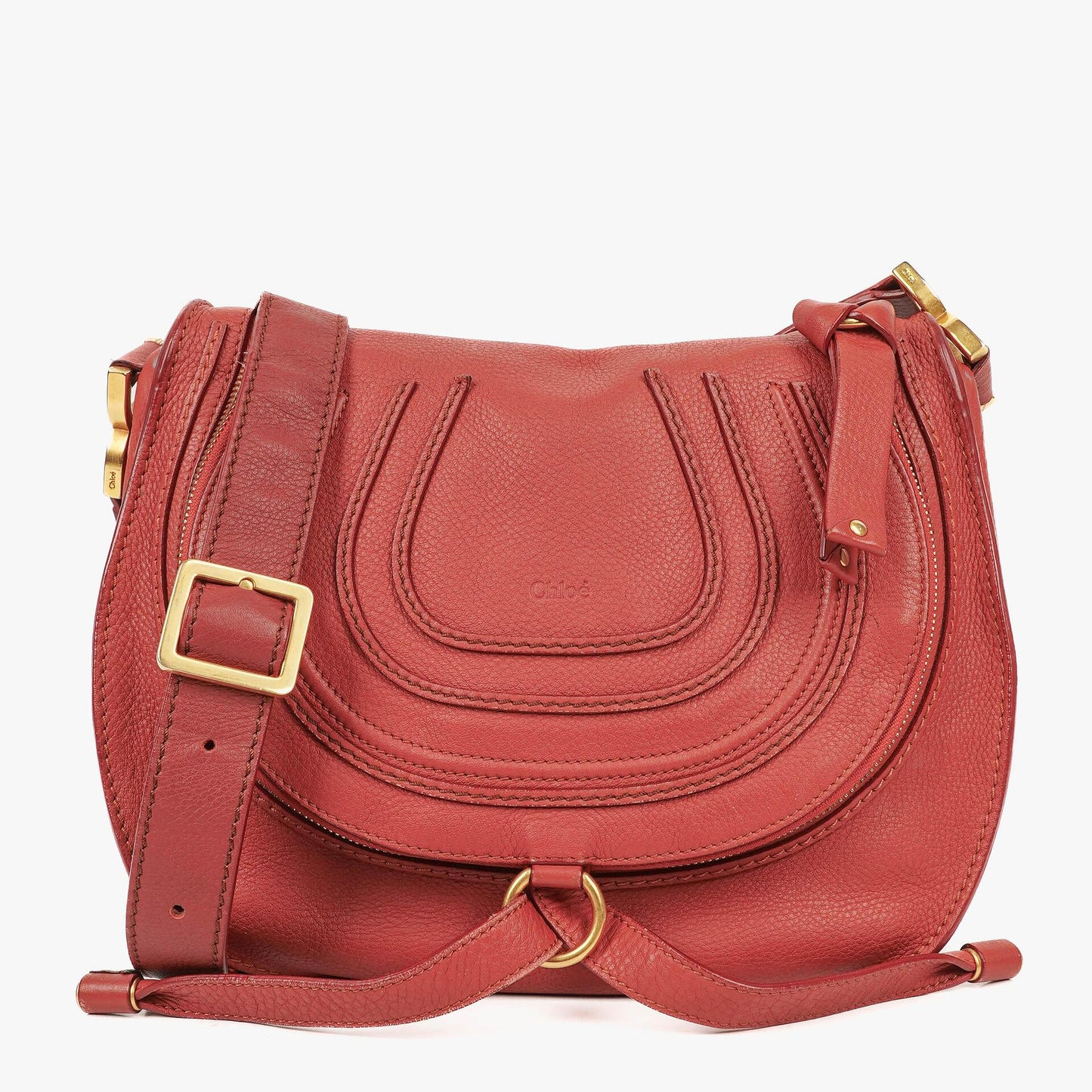 Chloé Marcie Medium Umhängetasche aus Maple Leaf Leder mit rundem Reißverschluss